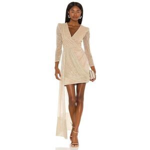 Patbo Draped Mini Dress in Gold US4